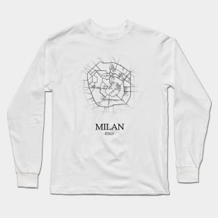 Milan City Map - Italy Cartography Long Sleeve T-Shirt